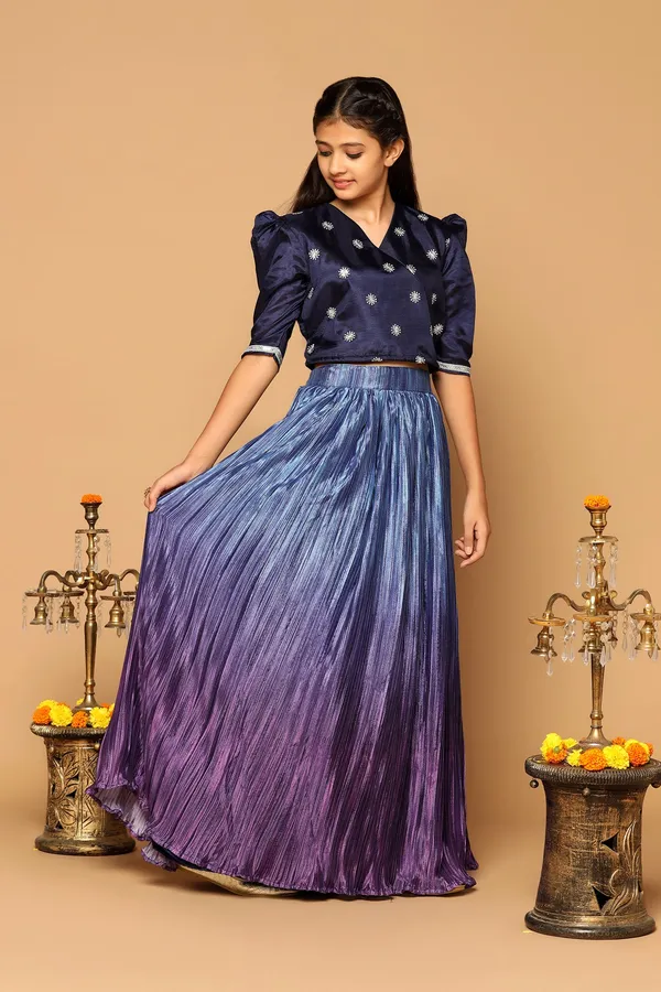 Blue_Chinon_Embroidered_Lehenga_Choli_Set_For_Girls
