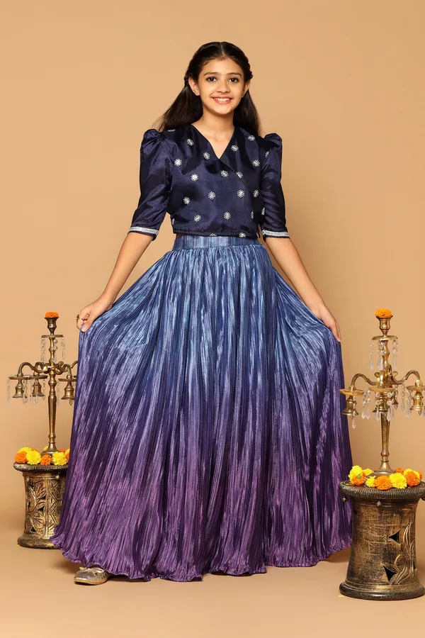 Blue_Chinon_Embroidered_Lehenga_Choli_Set_For_Girls