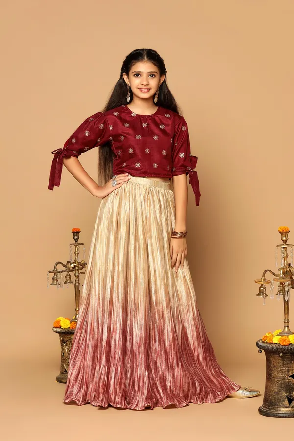 Maroon_Chinon_Embroidered_Lehenga_Choli_Set_For_Girls