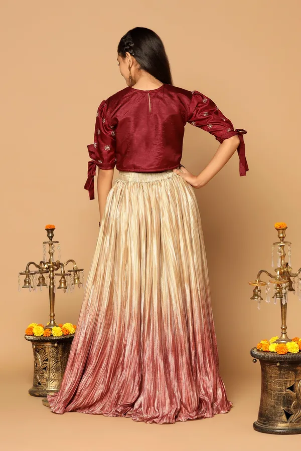 Maroon_Chinon_Embroidered_Lehenga_Choli_Set_For_Girls