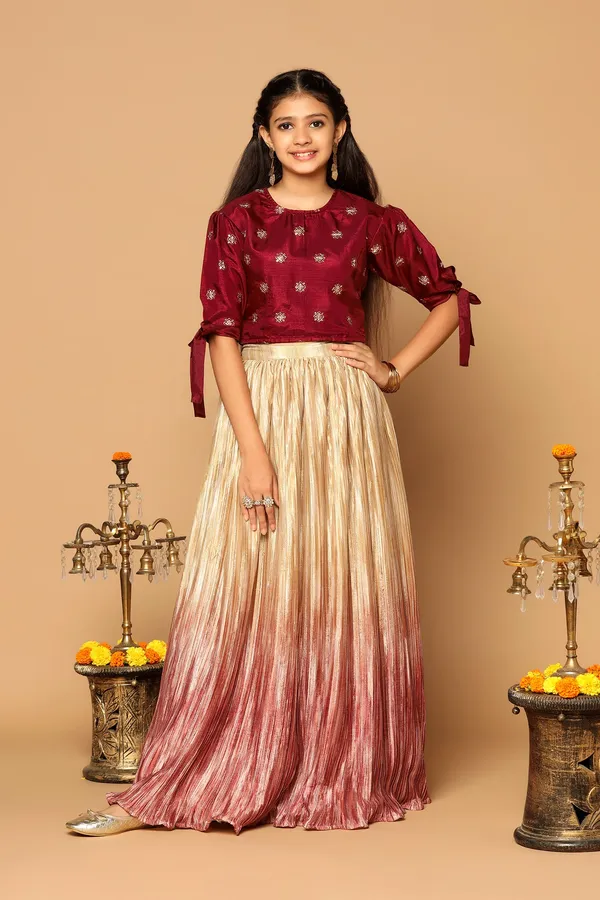 Maroon_Chinon_Embroidered_Lehenga_Choli_Set_For_Girls