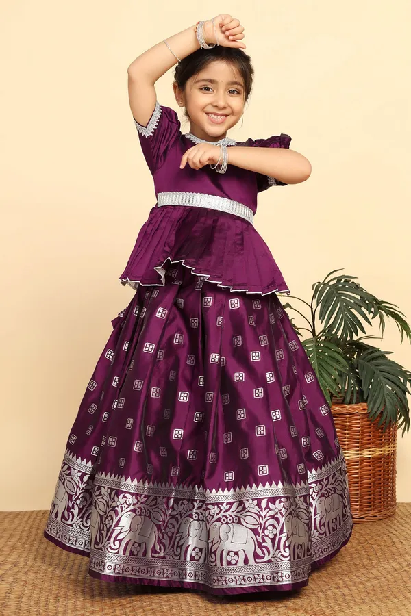 Violet_Jacquard_Work_Embellished_Lehenga_Choli_Set_For_Girls