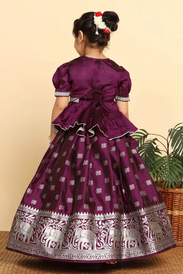 Violet_Jacquard_Work_Embellished_Lehenga_Choli_Set_For_Girls