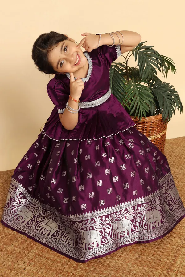Violet_Jacquard_Work_Embellished_Lehenga_Choli_Set_For_Girls