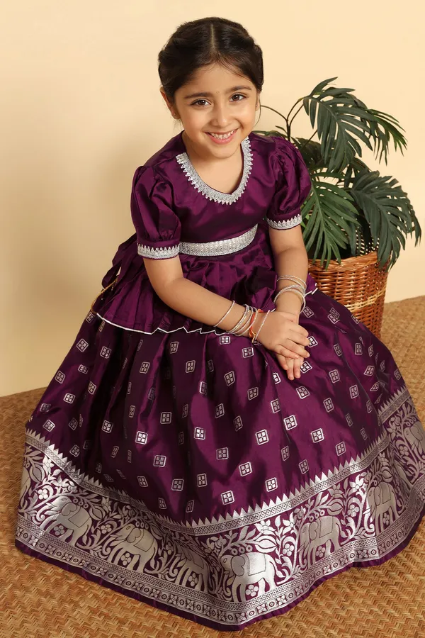 Violet_Jacquard_Work_Embellished_Lehenga_Choli_Set_For_Girls
