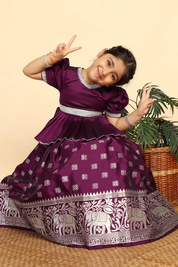 Violet_Jacquard_Work_Embellished_Lehenga_Choli_Set_For_Girls