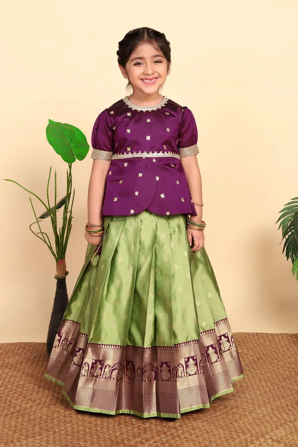 Purple_Jacquard_Work_Lehenga_Choli_Set_For_Girls