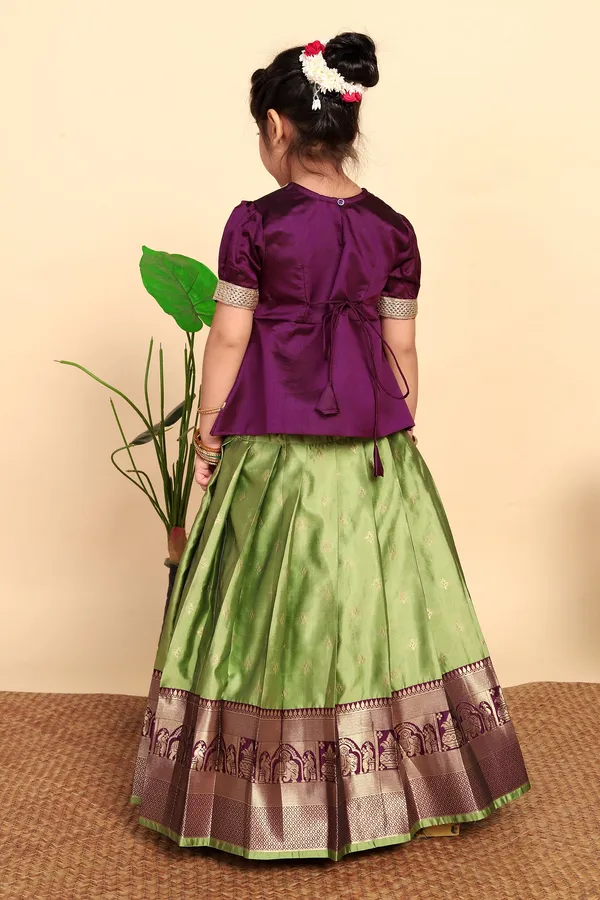 Purple_Jacquard_Work_Lehenga_Choli_Set_For_Girls