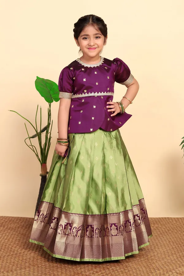 Purple_Jacquard_Work_Lehenga_Choli_Set_For_Girls