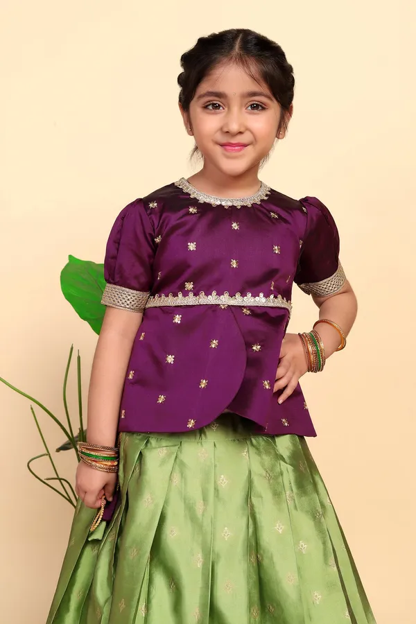 Purple_Jacquard_Work_Lehenga_Choli_Set_For_Girls