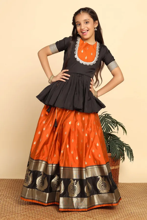 Black_Jacquard_Work_Lehenga_Choli_Set_For_Girls
