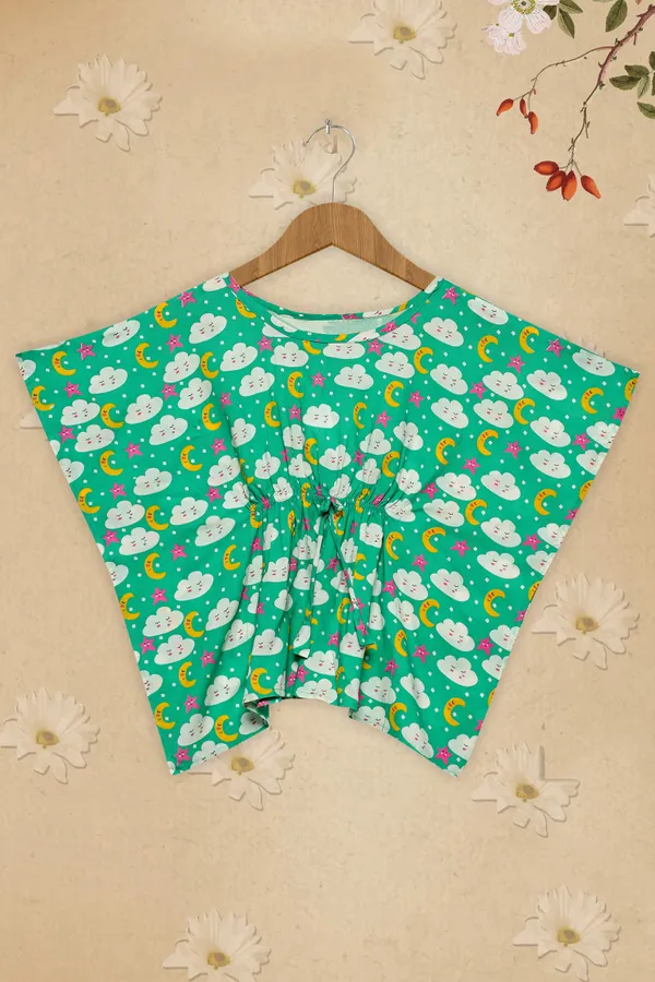 Green_Rayon_Self_Design_Pyjama_Top_For_Girls
