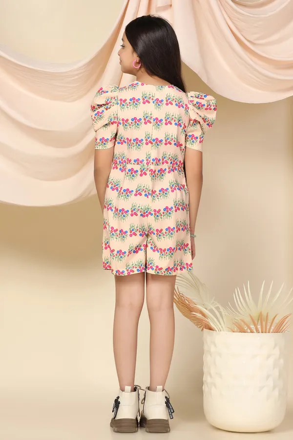 Cream_Polyester_Floral_Printed_Above_Knee_Length_Romper_For_Girls