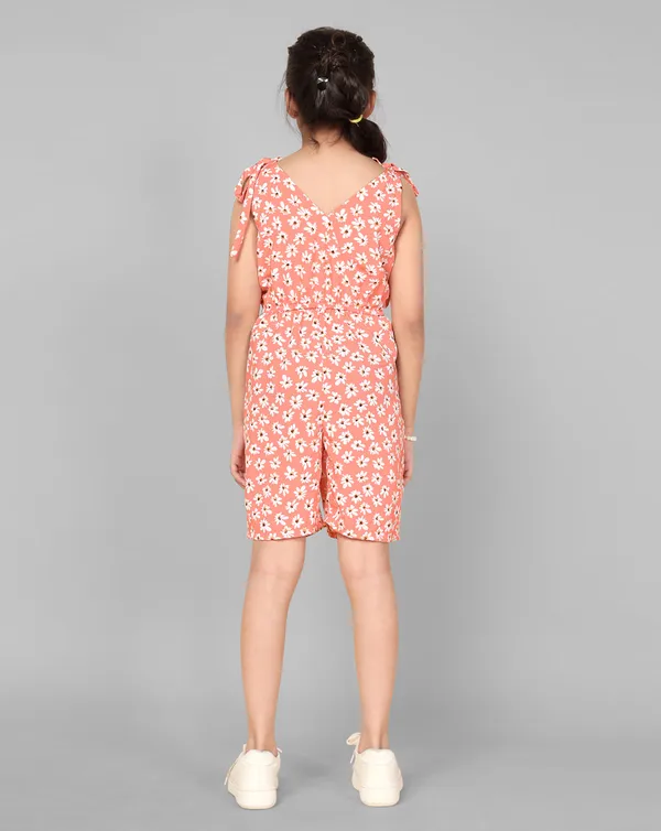 Peach_Floral_Printed_Tie-Up_Romper_For_Girls