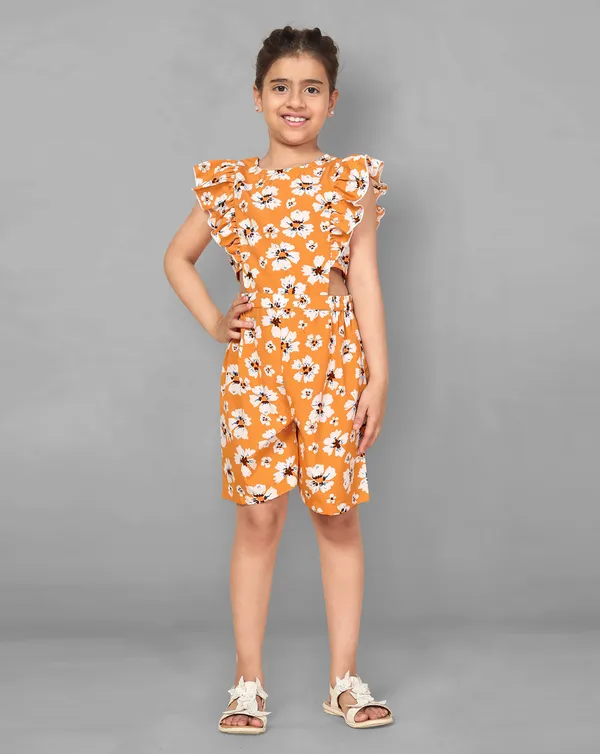 Mustard_Above_Knee_Length_Floral_Printed_Romper_For_Girls