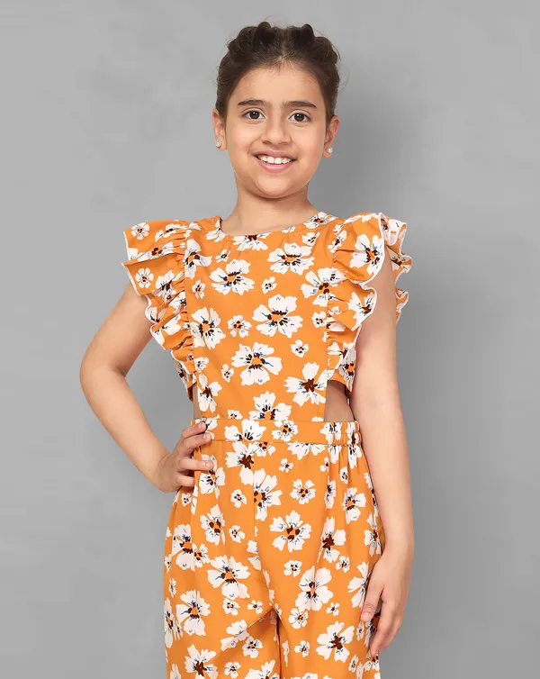 Mustard_Above_Knee_Length_Floral_Printed_Romper_For_Girls