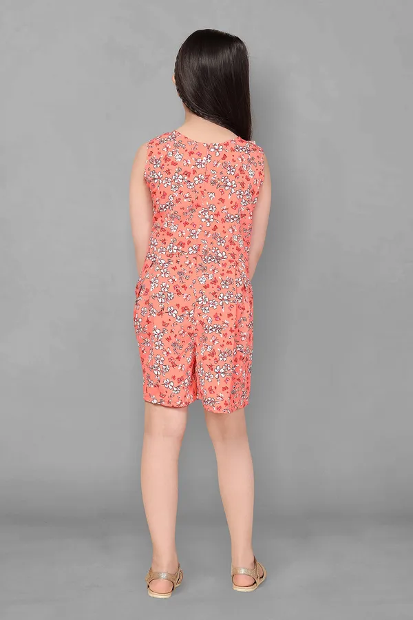 Orange_Above_Knee_Length_Floral_Printed_Romper_For_Girls