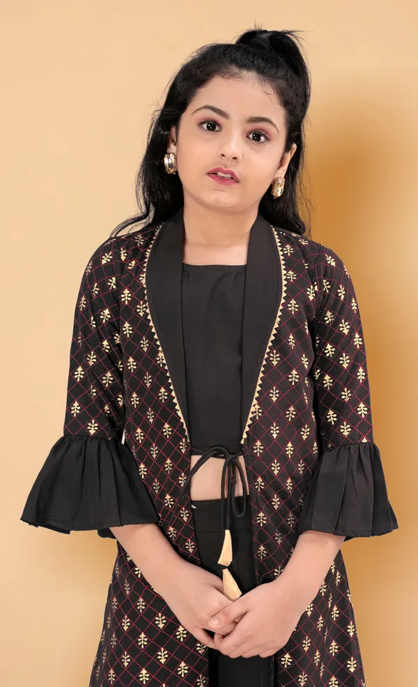 Black_Crepe_Long_Shrug_Top_And_Sharara_Set_For_Girls