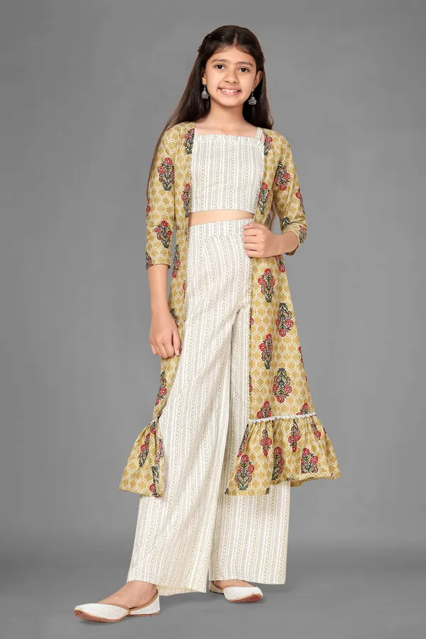 Beige_Floral_Printed_Cotton_Crop_Top,_Palazzo_With_Jacket_Set