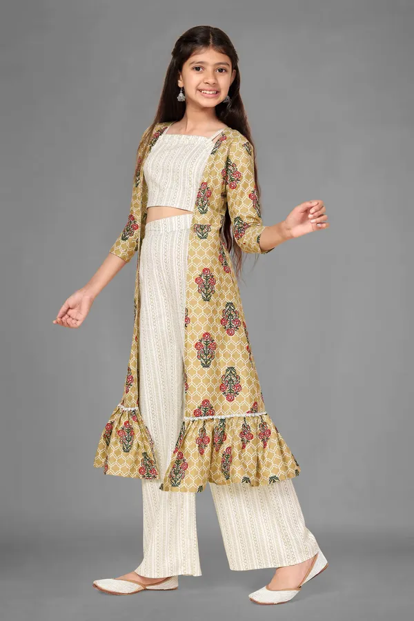 Beige_Floral_Printed_Cotton_Crop_Top,_Palazzo_With_Jacket_Set
