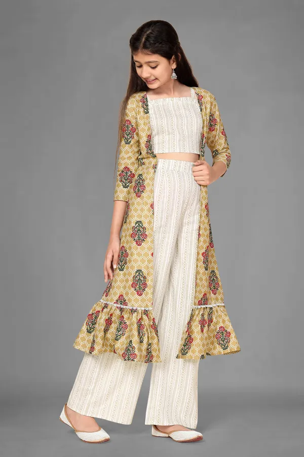 Beige_Floral_Printed_Cotton_Crop_Top,_Palazzo_With_Jacket_Set
