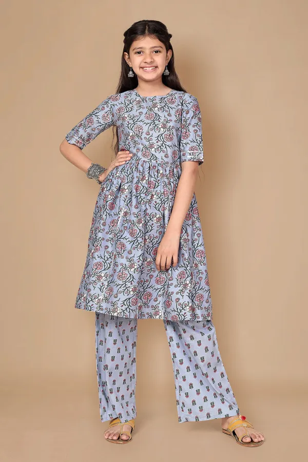 Grey_Floral_Cotton_Kurta_Palazzo_Set