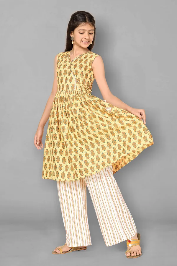 Yellow_Floral_Cotton_Kurta_Palazzo_Set