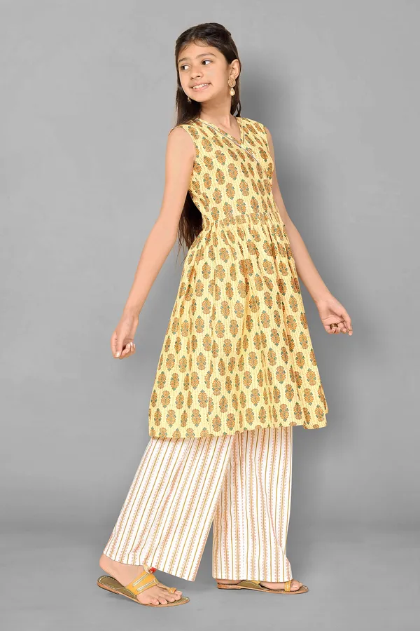 Yellow_Floral_Cotton_Kurta_Palazzo_Set