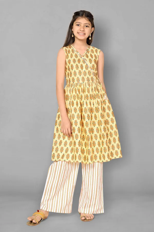Yellow_Floral_Cotton_Kurta_Palazzo_Set