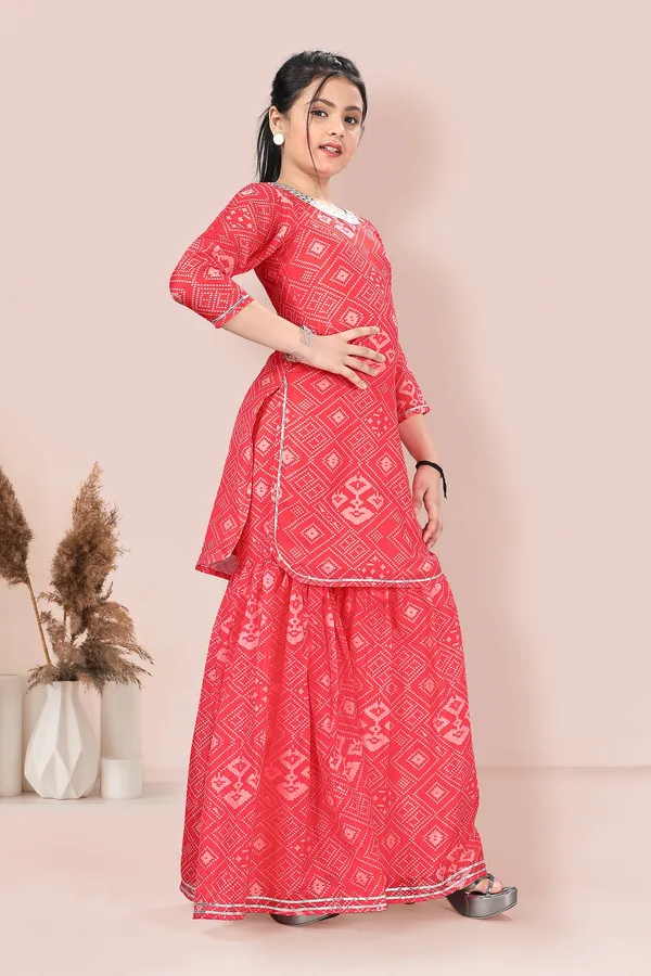 Peach_Tabby_Silk_Kurta_And_Sharara_Set_For_Girls
