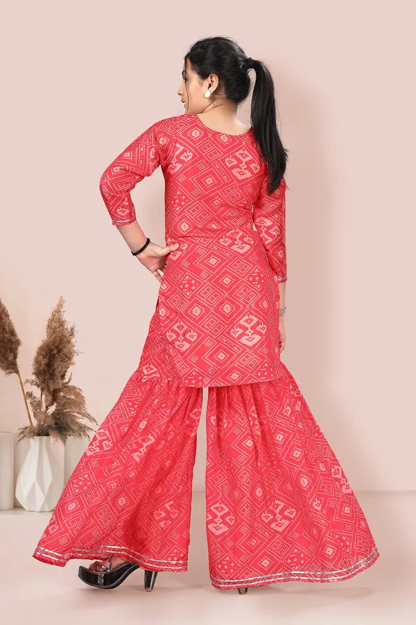 Peach_Tabby_Silk_Kurta_And_Sharara_Set_For_Girls