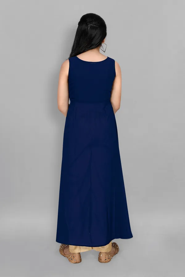Navy_Blue_Georgette_High_Slit_Kurta_And_Pant_Set_For_Girls