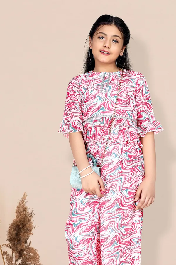Multicolor_Georgette_Marble_Print_Ruffle_Top_And_Palazzo_Set