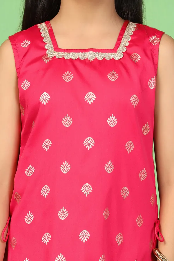 Red_Taffeta_Printed_Kurta_And_Palazzo_Set