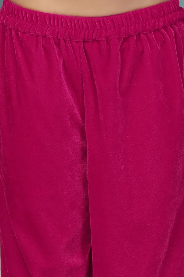 Rani_Velvet_Solid_Calf_Length_A-Line_Kurta_With_Trouser_Set_For_Girls
