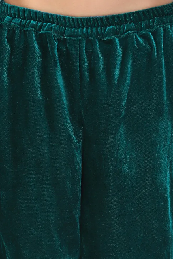 Rama_Velvet_Solid_Ankle_Length_Empire_Waist_Kurta_With_Trouser_Set_For_Girls