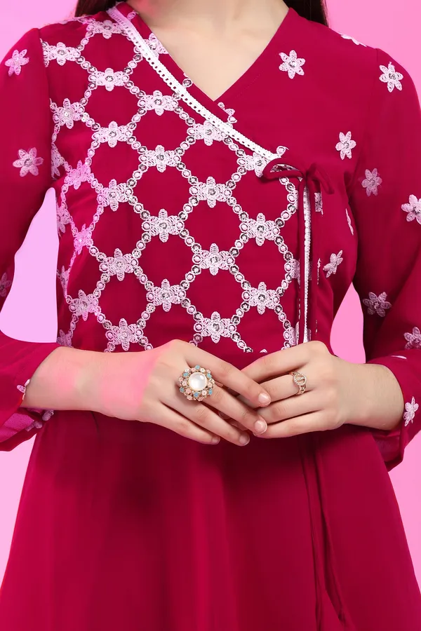 Rani_Georgette_Embroidered_Knee_Length_A-Line_Kurta_With_Sharara_Set_For_Girls