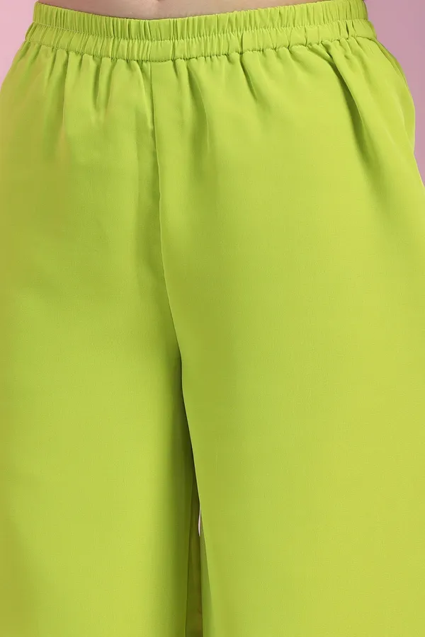 Lime_Fox_Georgette_Embroidered_Knee_Length_Peplum_Kurta_With_Sharara_Set_For_Girls