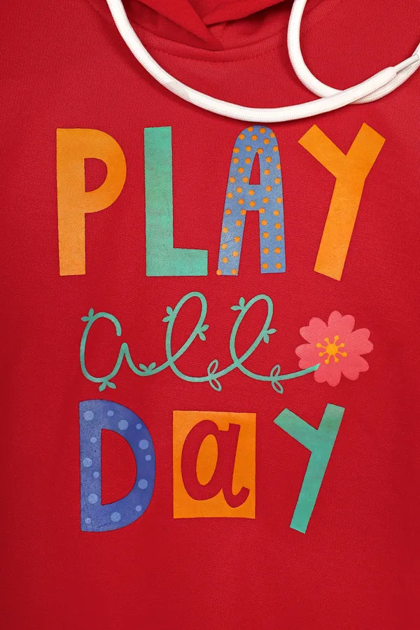 Red_Poly_Cotton_Fleece_Hooded_Neck_Sweatshirt_For_Girls
