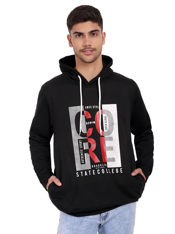 Black_Poly_Cotton_Fleece_Hooded_Neck_Sweatshirt_For_Men