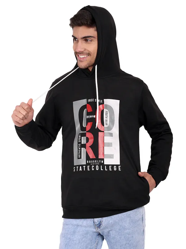 Black_Poly_Cotton_Fleece_Hooded_Neck_Sweatshirt_For_Men
