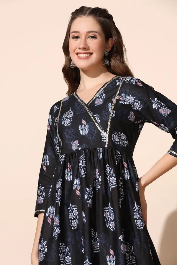 Black_Cotton_Floral_Printed_Kurta_Pant_Set
