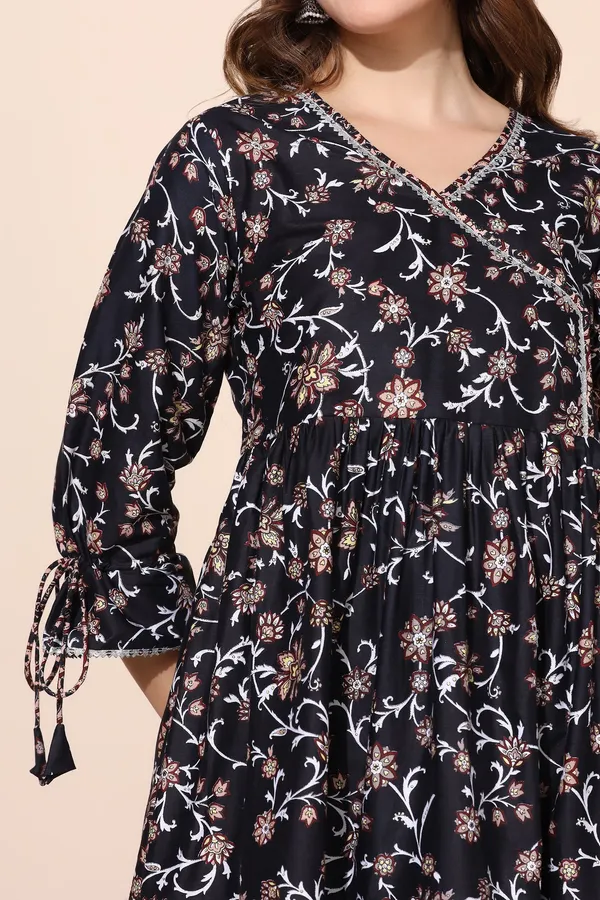 Navy_Blue_Cotton_Floral_Printed_Angrakha_Kurta_And_Pant_Set