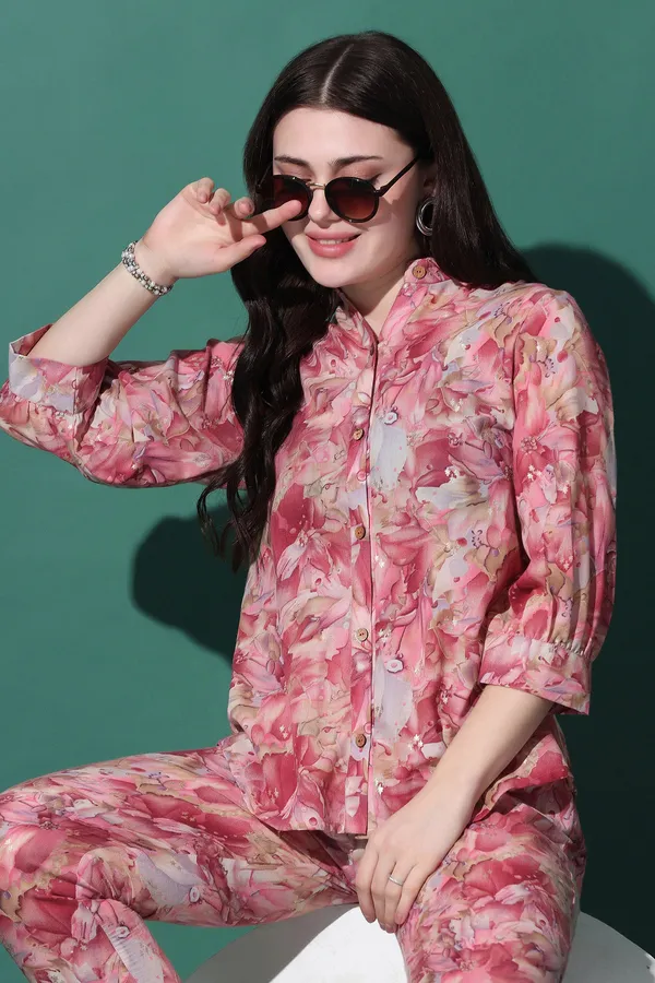 Multicolor_Rayon_Cotton_Abstract_Floral_Printed_Top_With_Trouser_Set_For_Women