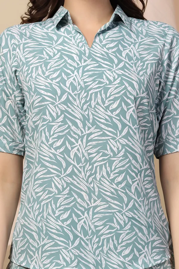 Sea_Green_Polyster_Leaf_Printed_Top_And_Pant_Set