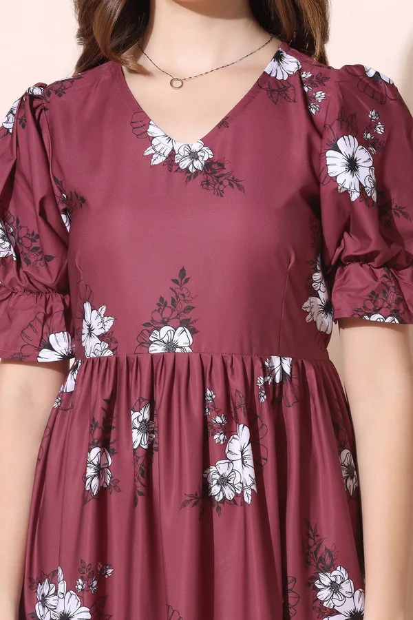Maroon_Crepe_Floral_Print_Tiered_Dress_For_Women