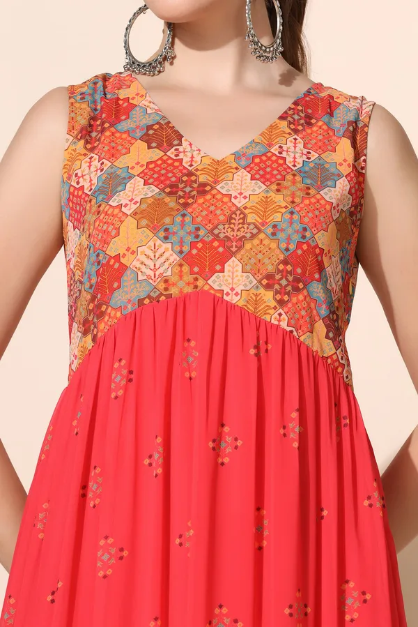 Red_Georgette_Motif_Print_Tiered_Maxi_Dress_For_Women