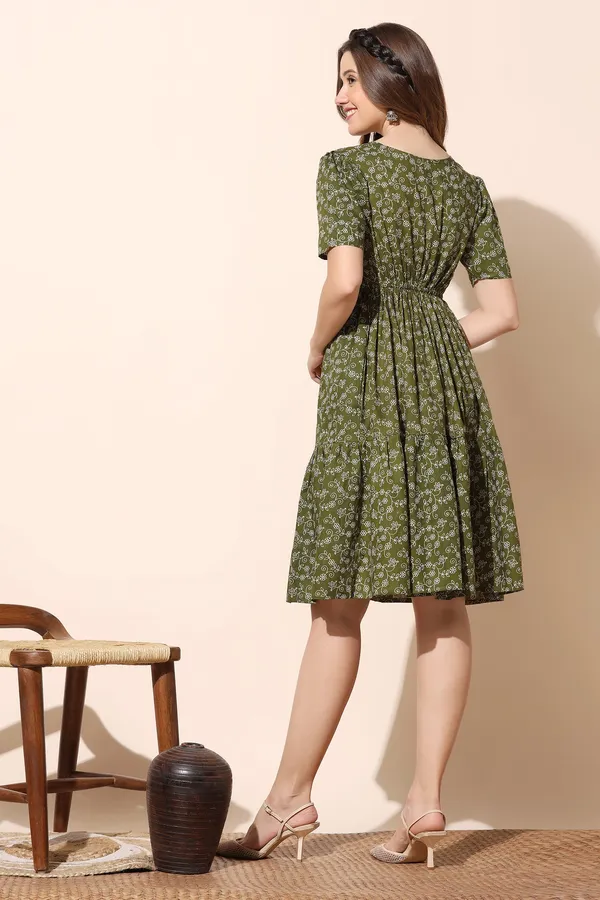 Olive_Cotton_Floral_Print_Tiered_Dress_For_Women