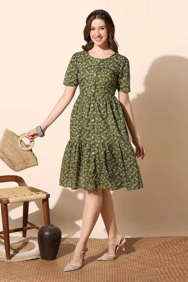 Olive_Cotton_Floral_Print_Tiered_Dress_For_Women