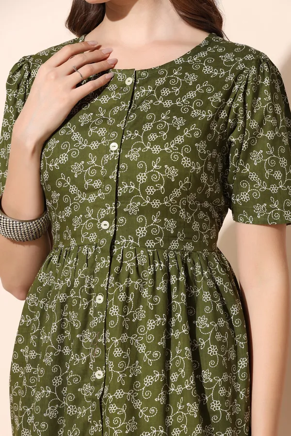 Olive_Cotton_Floral_Print_Tiered_Dress_For_Women